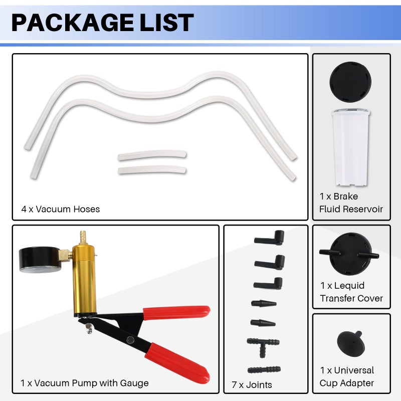 DASBET Hand Held Vacuum Pump Tester Set Vacuum Gauge and Brake Bleeder Kit for Automotive - Image 2